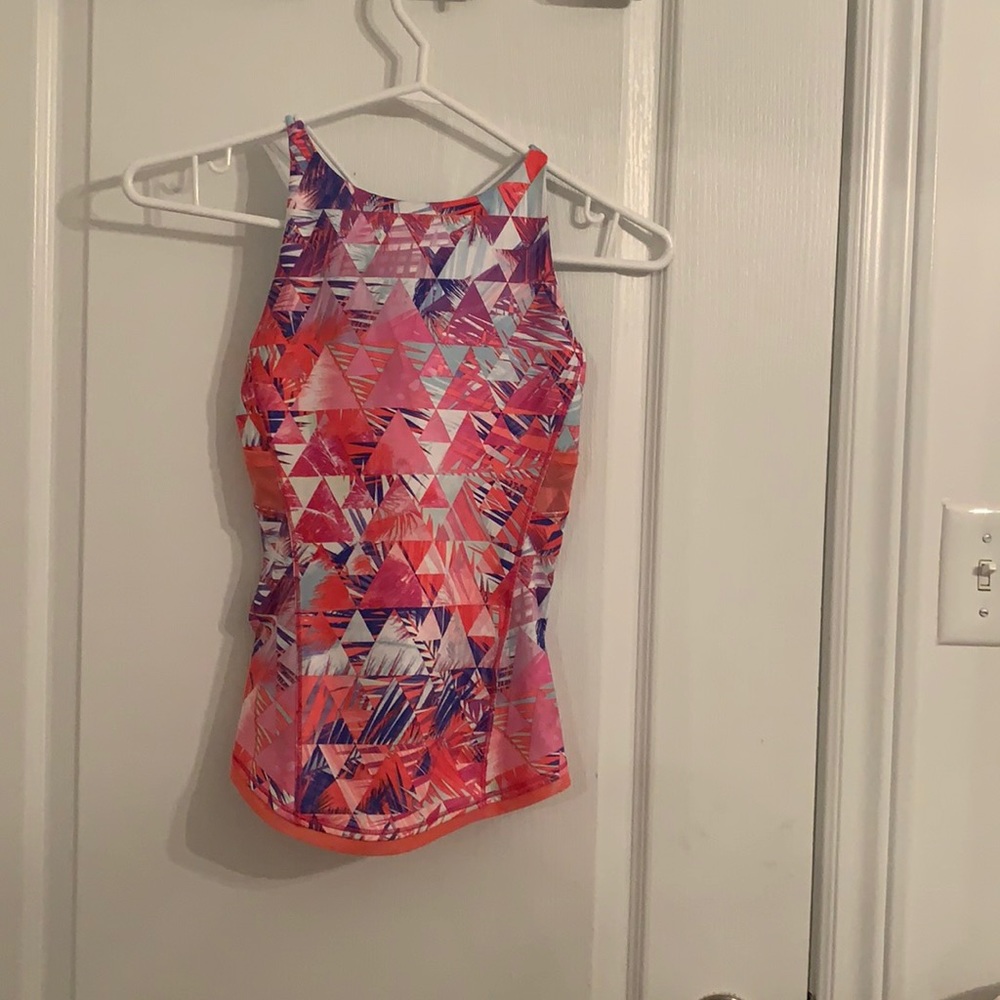 Ivivva by Lululemon-kids pink/white/blue athletic tank. Size 10.